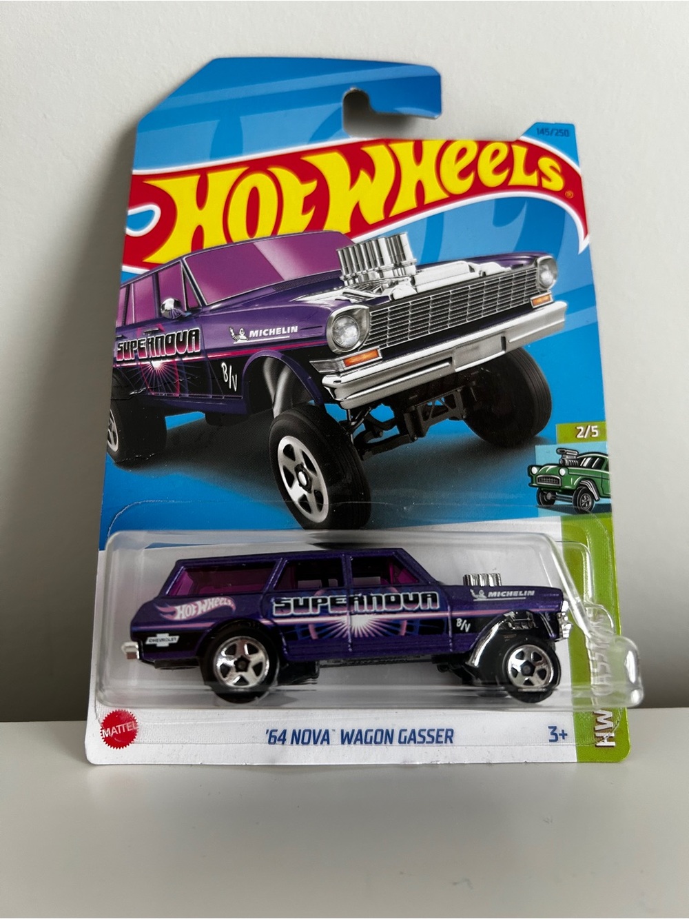 2018 Mattel HOT WHEELS SUPERNOVA ‘64 CHEVY NOVA WAGON GASSER Purple